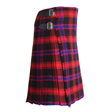 Scottish Broun Tartan Kilt 8 Yards With Pleats Medium Weight 13oz Leather Straps - biznimart